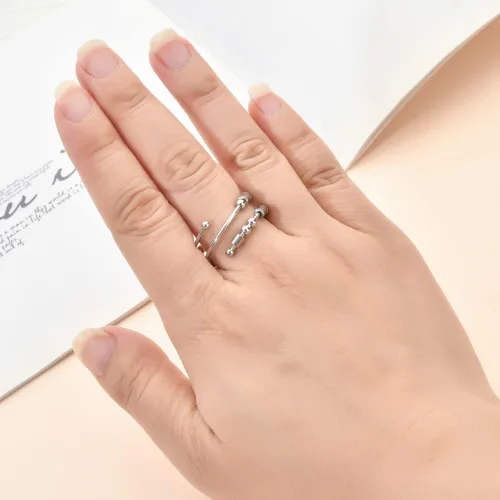 Miniatura 6 de Anillos de código morse para mujer, anillo giratorio de acero inoxidable, anillos para ansiedad, anillo de código morse, regalos inspiradores