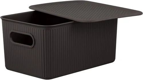 Miniatura 26 de Superio Colección acanalada - Cestas organizadoras decorativas de plástico para almacenamiento en casa, cajas contenedoras azules para organizar