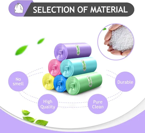 Miniatura 7 de Bolsas de basura pequeñas de 3 galones 120 unidades Bolsas de basura fuertes y coloridas, bolsas de basura pequeñas, forros para botes de basura
