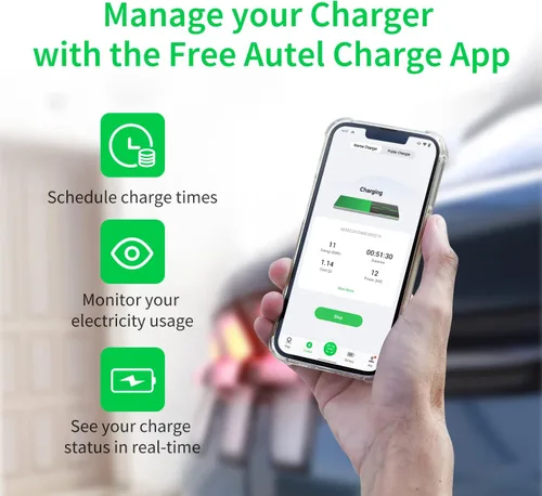 Miniatura 5 de Autel Cargador EV Nivel 2 50 Amperios Cargador Inteligente AI para Vehículos Eléctricos (EV) con Wi-Fi y Bluetooth, Estación de Carga para Coche