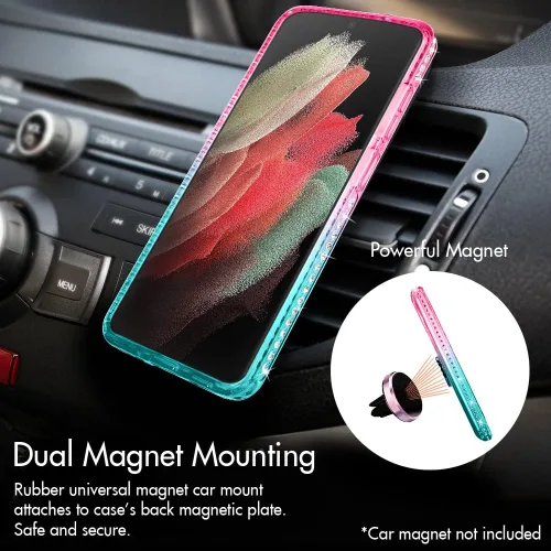 Miniatura 4 de Silverback para Samsung Galaxy S22 Ultra Funda, diseño de brillantina holográfica líquida, con soporte de diamantes brillantes de imitación, funda