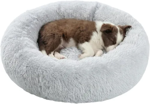 Miniatura 31 de SAVFOX Camas calmantes de felpa para perros, cama de perro de dona para perros pequeños, tamaño mediano, grande y extragrande, cómoda cama para Beige