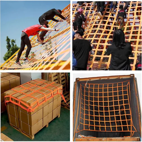 Miniatura 7 de Estructura de red de escalada, red de carga de escalada, escalera de cuerda de poliéster para columpio, juego de accesorios para exteriores Ninja