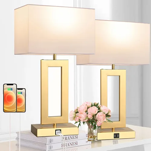 Miniatura 9 de BrightWe Juego de 2 lámparas de mesa para dormitorio, lámparas de mesa de control táctil con 2 puertos USB, lámparas de mesita de noche regulables