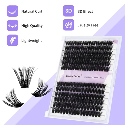 Miniatura 3 de Racimos de pestañas 60D/80D, extensiones de pestañas DIY, pestañas rizadas D, racimos de pestañas esponjosas, longitud mixta 12-16 mm, racimos