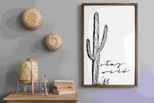 Miniatura 8 de flangairy - Arte de pared de cactus de 23.6 x 15.7 pulgadas, decoración de pared de baño occidental de madera, arte bohemio del suroeste