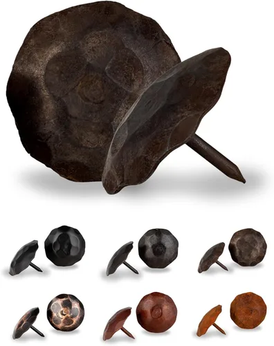 Miniatura 31 de Paquete de 25 clavos decorativos de 1,25 pulgadas de cabeza redonda grande – oxidados – sujetadores rústicos redondos hechos a mano para persiana
