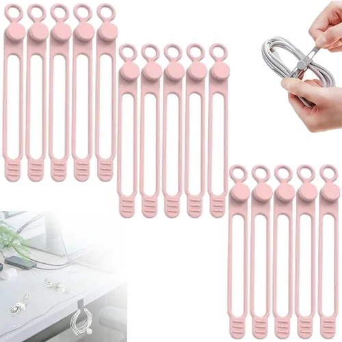 Miniatura 9 de Bridas de silicona para cables, organizador de cables de silicona, organizador de cables reutilizable, organizador de cables multiusos para viajes