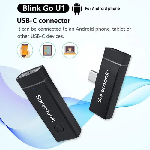 Miniatura 2 de Saramonic Micrófono inalámbrico para Android, Blink GO-U1 Micrófono inalámbrico Lavalier con cancelación de ruido para dispositivos