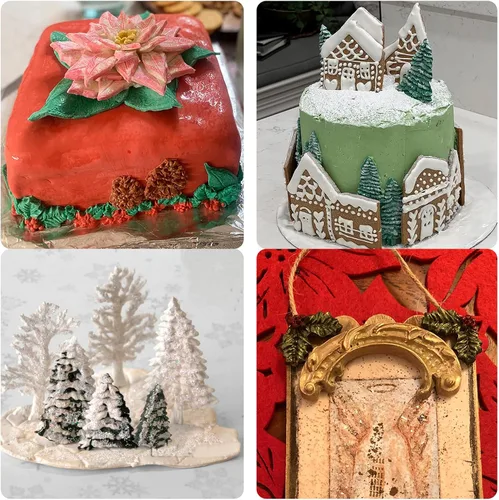 Miniatura 7 de Molde de silicona para árbol de pino, moldes de fondant de campanas de Navidad, molde para hornear chocolate con hojas de acebo para decoración