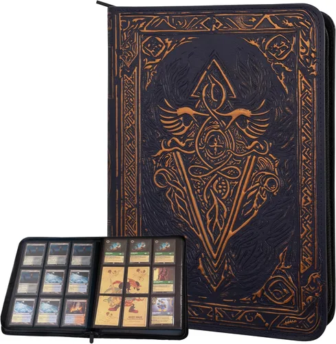 Carpeta de tarjetas coleccionables – Álbum de 9 bolsillos con cremallera – Carpeta de carga lateral 360 para TCG – Piel sintética 3D – Para MTG,