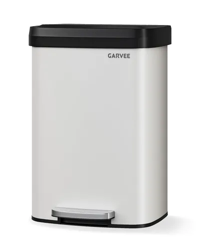 Miniatura 17 de Garvee Basurero de metal de 13 galones / 50 L con tapa, bote de basura grande para cocina, cubo de basura de metal a prueba de óxido con pedal