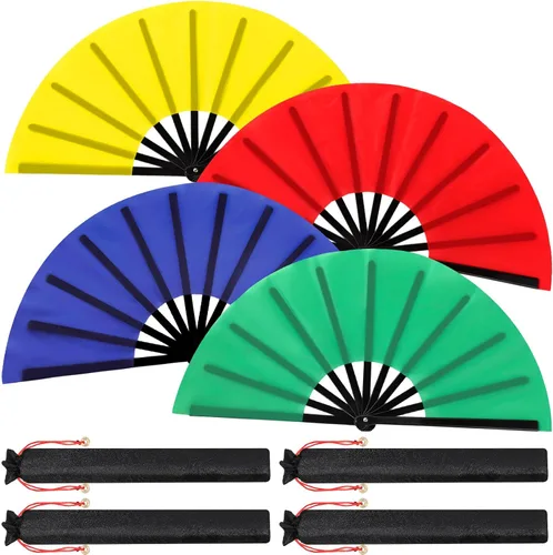 Miniatura 76 de Maitys Paquete de 2 ventiladores de mano plegables grandes de 13 pulgadas, ventiladores chinos de mano grandes para baile de línea, Tai Chi
