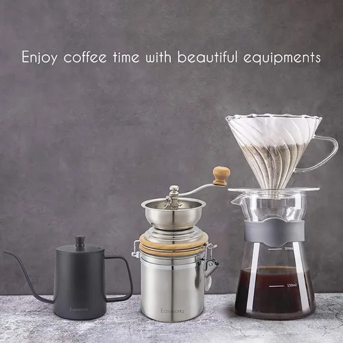 Miniatura 6 de Easyworkz Gage - Hervidor de café de cuello de cisne de 20 onzas con termómetro de acero inoxidable con boquilla larga y estrecha Negro