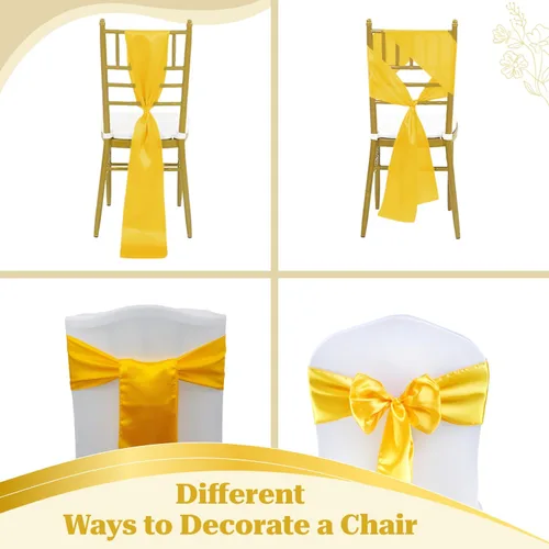 Miniatura 91 de mds - Lote de 10 lazos de satén para sillas de boda y eventos, para decoración de fiestas, 30 colores, Satin, 10 Verde oliva