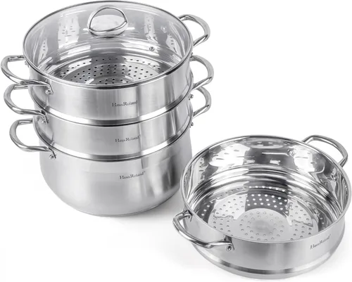 Miniatura 6 de Olla de vapor de acero inoxidable de 3 niveles con tapa, olla de vapor para cocinar (3 niveles), olla de cocina de múltiples capas, sartén de cocina