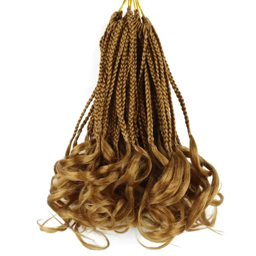 Miniatura 10 de Trenzas de ganchillo rizado francés T33, cabello pre-anillado 10 pulgadas, trenzas cortas rizadas francesas con extremos rizados, trenzas box