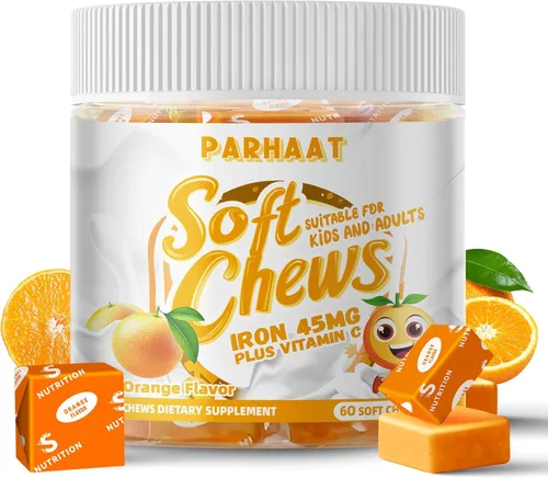 Miniatura 9 de Suplemento masticable suave de hierro con vitamina C Sabor a piña Sin gluten Suplemento de hierro para mujeres, hombres y niños 60