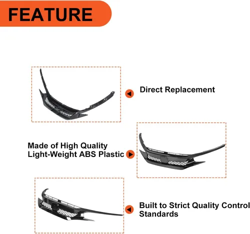 Miniatura 4 de ECOTRIC Parrilla delantera de malla para parachoques compatible con Honda Civic 2019-2021, repuesto para HO1200241 Honda Civic T-R
