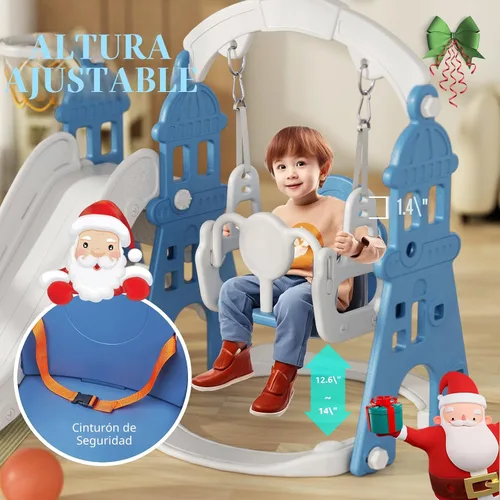 Miniatura 6 de XJD - Juego de tobogán y columpio 6 en 1 para niños pequeños, tobogán para niños de 1 año en adelante, juego de exterior para niños pequeños con aro