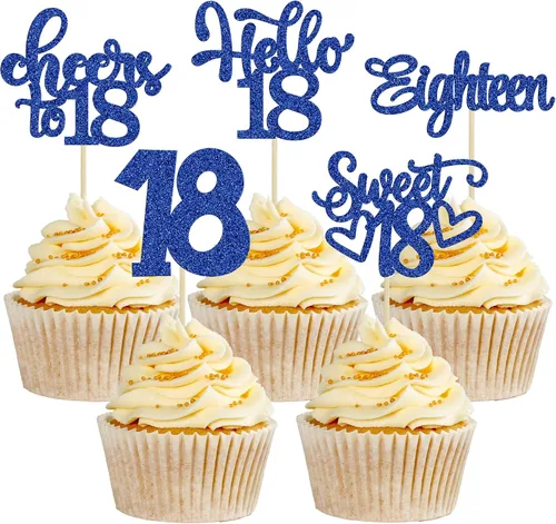 Miniatura 71 de 30 piezas Adornos para pastel de cumpleaños de 6 años, seis brillos, hola 6, púas para cupcakes, felicitaciones a los 6 años, decoraciones