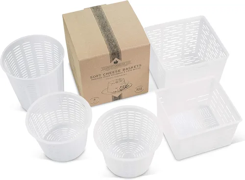 Miniatura 9 de Country Trading Co. Juego de 3 moldes de queso para hacer quesos azules y duros en casa, cestas italianas de calidad para hacer gorgonzola, colby