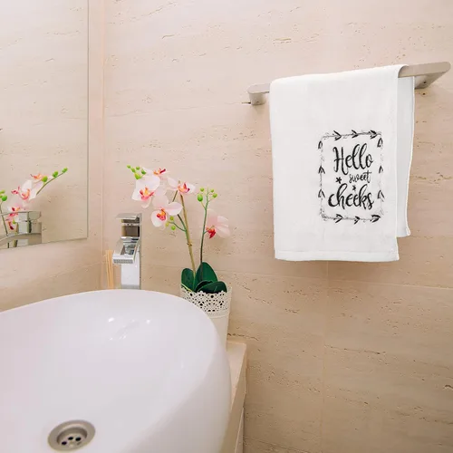 Miniatura 5 de Tatuo 2 toallas de mano divertidas con refranes "Wash Your Hands" para baño, rústicas, bonitas, toallas de cocina para el hogar, letrero decorativo