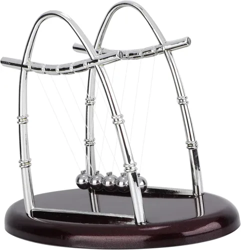 Miniatura 4 de Bolas de equilibrio clásicas Newton Cradle 5 bolas de acero de péndulo Ulum para oficina y educación escolar Newton bolas de cojinete oscilante (L)