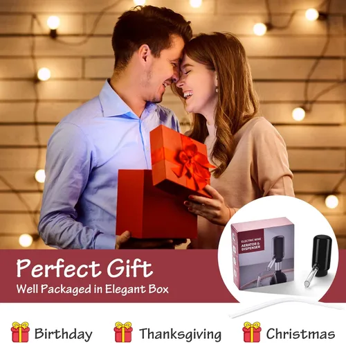 Miniatura 5 de BLUBYEES Aireador eléctrico de vino, máquina dispensadora de vino portátil de un solo botón y decantador de vino, filtro automático