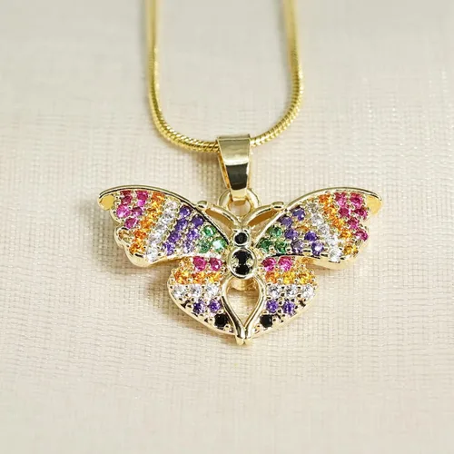Miniatura 2 de BZEBI - Collares de mariposa para mujeres y niñas, delicados, chapados en oro de 14 quilates, circonita cúbica, joyería de Navidad, día de Acción