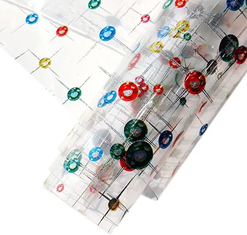 HYANG Hojas de vinilo de cuero sintético transparentes transparentes de bola PVC súper claras holográficas 1 rollo 12" x 53" (30cm x 135cm) para
