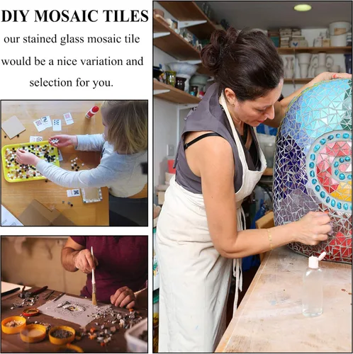 Miniatura 5 de 1100 Piezas de Azulejos de Mosaico, Azulejos de Mosaico de Vidrio para Manualidades al Por Mayor, Piezas de Vidrio de Mosaico Teñido, Suministros