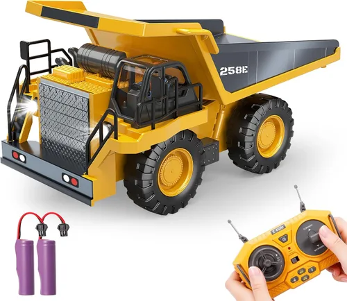Camión volquete RC de juguete para niños, camión de juego a control remoto, vehículos de construcción, 9CH 2.4Ghz camiones eléctricos con plataforma