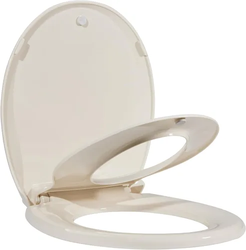 Miniatura 17 de Asiento de inodoro alargado duradero con cierre suave y lento, fácil de instalar y limpiar, nunca se afloja, blanco, se adapta a la mayoría