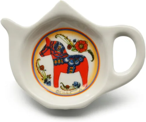 Miniatura 2 de Imán decorativo de cerámica con temática sueca de caballo Dala azul de 2.75 pulgadas ScandinavianGiftOutlet