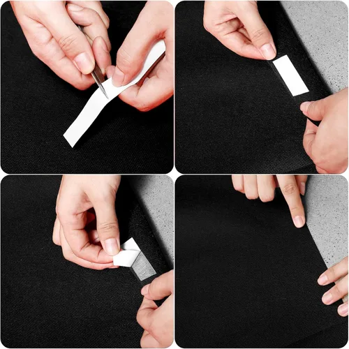 Miniatura 5 de Shappy Alfombra negra para fiesta, 55 GSM de grosor con cinta de alfombra, alfombra de pasillo para Halloween, graduado, boda, fiesta, pista