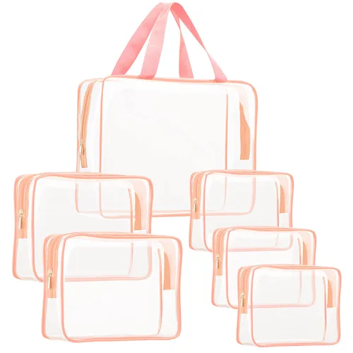 Miniatura 23 de Kit de 3 piezas de bolsas de artículos de aseo de viaje de PVC cristalino para mujeres y hombres, organizador de embalaje de vinilo impermeable