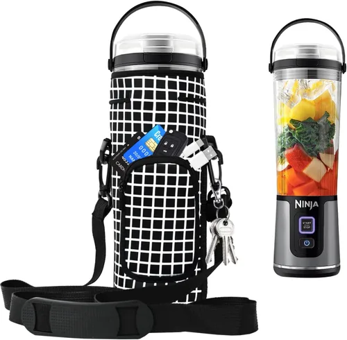 Miniatura 10 de Funda de almacenamiento para licuadora portátil Ninja Blast con correa para el hombro y bolsillo para accesorios Compatible con Ninja Negro