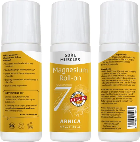 Miniatura 6 de Seven Minerals Arnica de magnesio Roll On Stick – Relajante muscular totalmente natural para dolores musculares, dolor de espalda y calambres