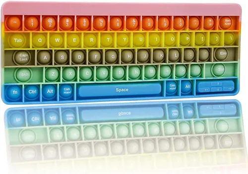 Juguete para apretar, juguetes sensoriales para la ansiedad, burbujas para apretar, forma de teclado color caramelo, juguete de silicona para el