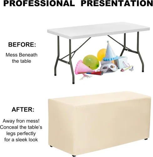 Miniatura 5 de PLOYMONO - Juego de 2 manteles ajustables, mantel de longitud hasta el suelo para mesa rectangular de 4 pies (122x61 cm) de poliéster, ideal