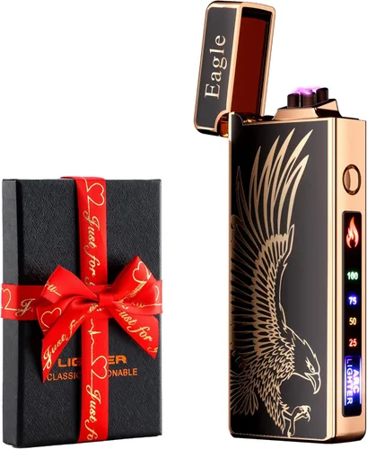 Miniatura 10 de Encendedor eléctrico personalizado para regalo de velas, resistente al viento, recargable por USB, doble arco para camping, Navidad, Día del Padre