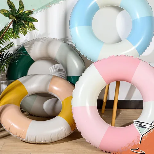 Miniatura 2 de Wettarn 4 tubos de piscina con estampados divertidos, flotadores inflables, juguetes de natación, tubos interiores clásicos a rayas para piscina