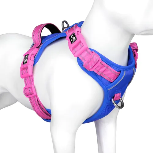 Miniatura 28 de PHOEPET Arnés para perro sin tirones, chaleco para perro reflectante ajustable de colores únicos, con mango de entrenamiento suave, clips de metal