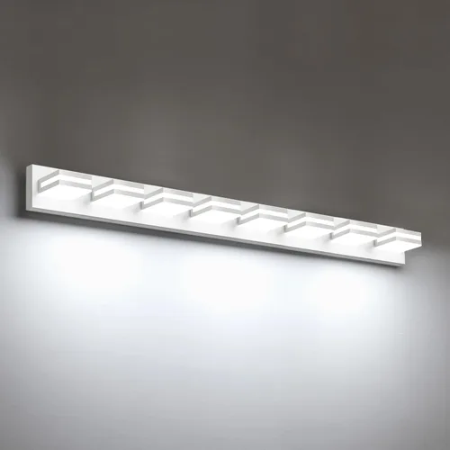 Miniatura 16 de IZORRO Luces LED modernas para baño (8 luces, regulables), iluminación de pared acrílica blanca mate, luces de tocador para baño sobre espejo, 6000
