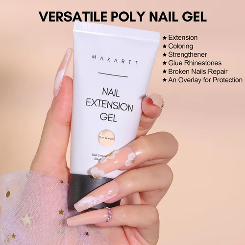 Miniatura 2 de Makartt- Gel de uñas de polietileno: 1.7 oz (50 ml), constructor de color clásico/extensión/fortalecedor, duradero, fácil de usar p/diseño