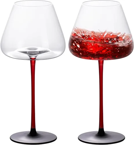 Miniatura 25 de KAMMAK Juego de 2 copas de vino de 11.49 onzas, de cristal soplado a mano, borde fino y tallo largo, perfectas para rojo y blanco, uso diario