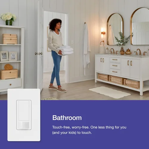 Miniatura 3 de Lutron Maestro Interruptor de luz con sensor de movimiento para interiores para baño, garaje, lavandería, cualquier bombilla, sensor de ocupación