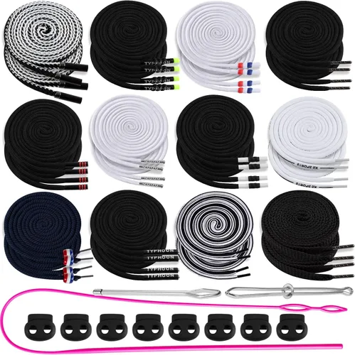 Miniatura 10 de Paquete de 24 cordones de repuesto para pantalones, pantalones deportivos, sudaderas con capucha, chaquetas, pantalones cortos, con 3 piezas