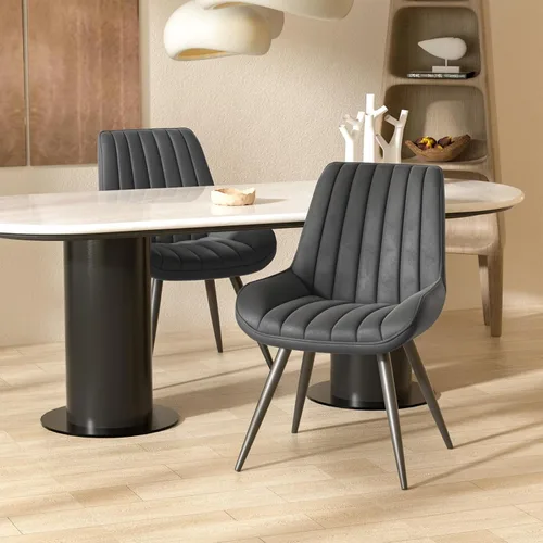 Miniatura 22 de Nalupatio Juego de 2 sillas de comedor modernas, cómodas sillas de comedor con cojines gruesos, sillas laterales tapizadas de tela con patas de Negro